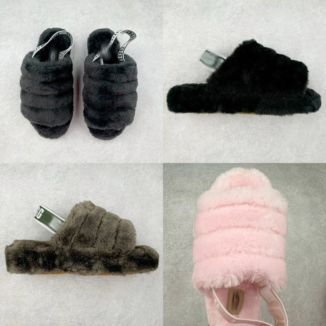 'UG' Fluff Sliders (Pink/Black/Grey)