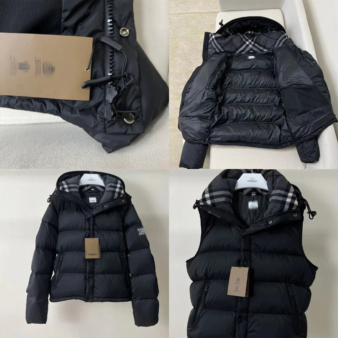 Men's 'BURB' Black Detachable Puffer Jacket